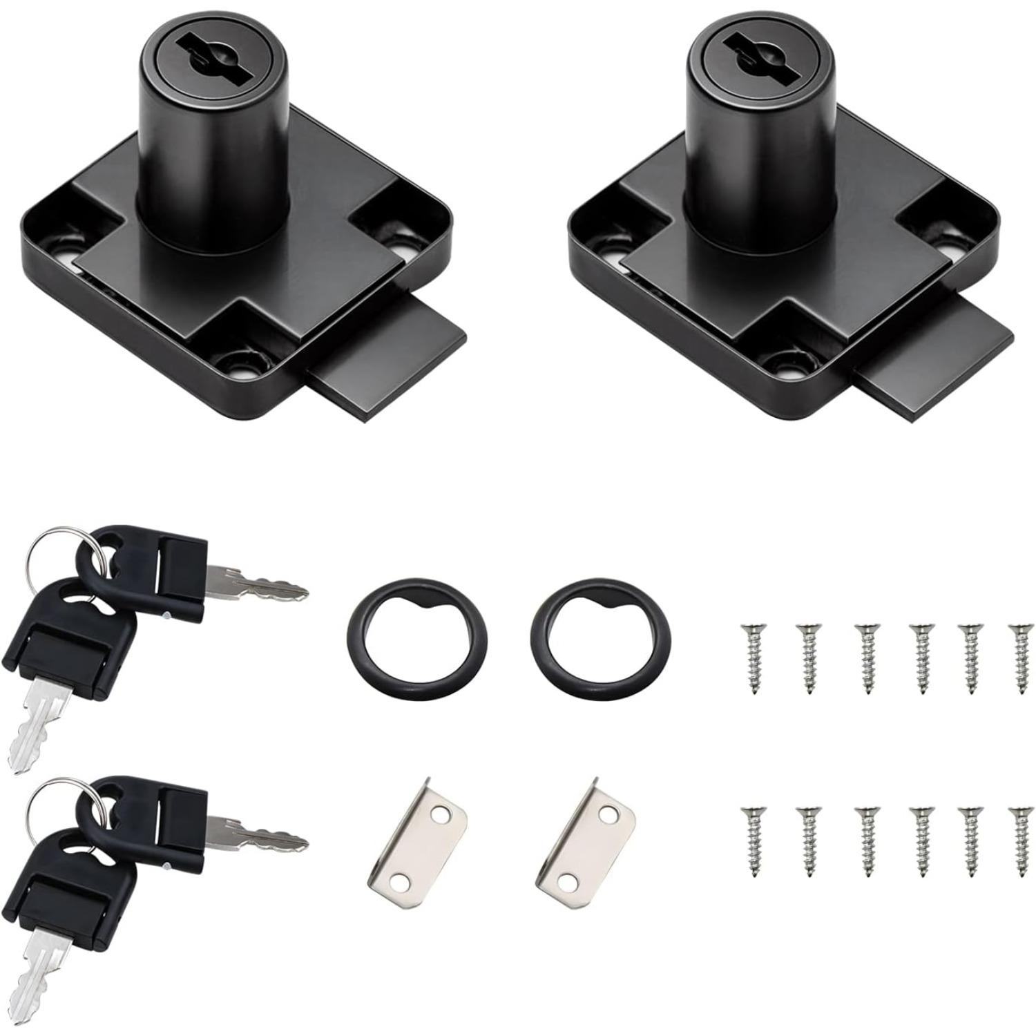

2 Pieces Stainless Steel Office Drawer Lock Cam Security Lock for Computer Desk Drawer with Master Key for Mailbox Lockers Cabinet Wardrobe and Desk 2-Pack