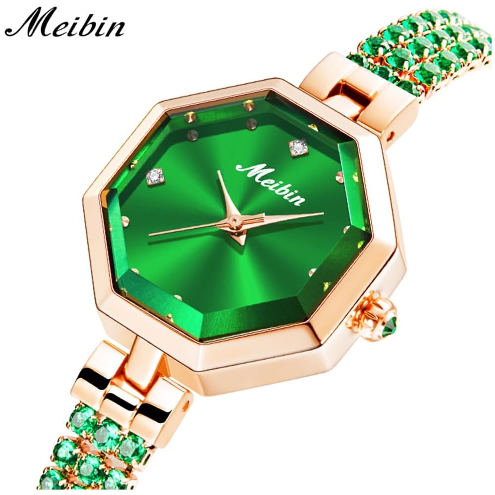 Crystal Women's Square Bracelet Watch Green Waterproof Simple Quartz Fashion