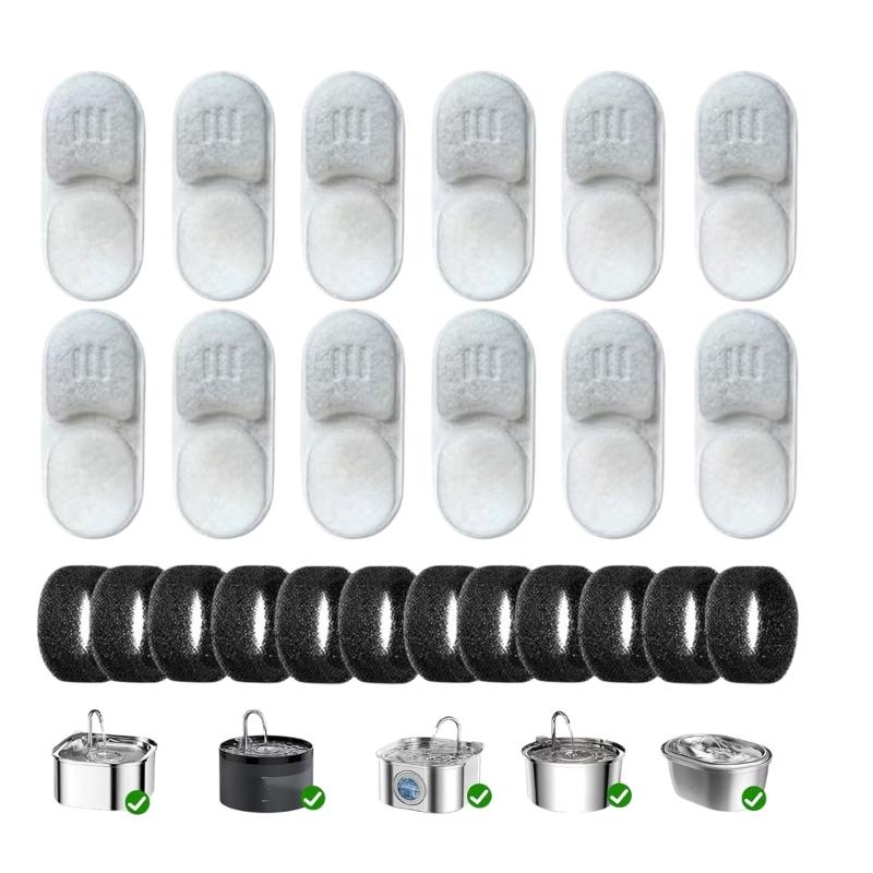 Lot de 12 filtres de rechange pour distributeur d'eau pour animaux de compagnie 108 3,2 L Doté d'une filtration à triple couche pour une eau propre et saine
