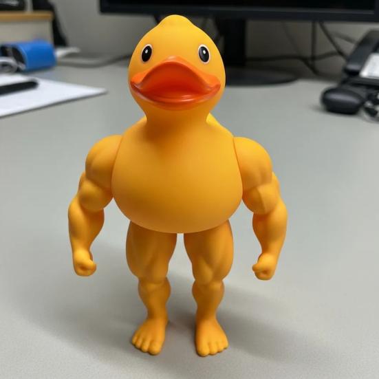 Muscle Duck Figurine The Gym Bro of The Duck World 3D Printed Muscular Duck Statue Gift for Fitness Lovers Protein Powder Hoarders