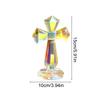 Holy Crystal Cross Desktop Decoration 6 Inch Tabletop Christian Sculpture Ornament Sun Catcher Desktop Crystal Cross Decor