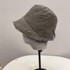 Nylon waterproof velvet external drawstring front long rear short basin hat women's winter literary and leisure warm bucket hat