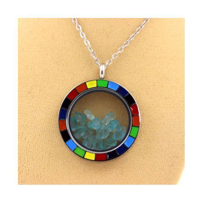 Stones and Minerals. Raw Paraiba Apatite Necklace. Rainbow Model.