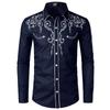 Stylish Shirt Men Embroidery Slim Fit Casual Long Sleeve Shirts Mens Wedding Party Shirt for Male