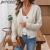 BITCED Colour-Dot Long-Sleeved Button-Front Cardigan Autumn/Winter Soft and Plush Chunky-Knit Lightweight Women's Knitwear