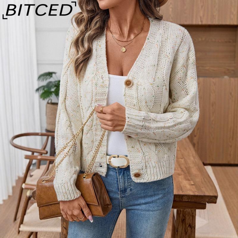 BITCED Colour-Dot Long-Sleeved Button-Front Cardigan Autumn/Winter Soft and Plush Chunky-Knit Lightweight Women's Knitwear