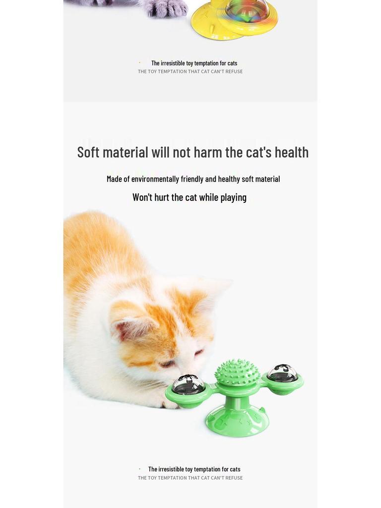 Hot-Selling Windmill Spinning Cat Toy with Scratcher and Fur Remover Brush