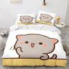 Lovely Peach Cat Comfortable Duvet Quilt Cover Pillowcase Bedding Set Children Bedroom Decoration Home Textile