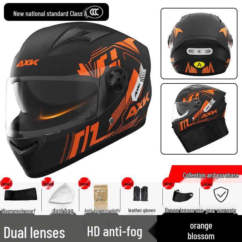 Certified Electric Motorcycle Helmet - Unisex Full Face, All-Season, Winter Warm, Safety Helmet