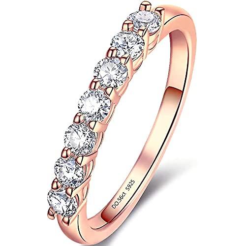 [Takeda Jewelry] Elegant Half Eternity Ring with Seven 0.56ct Moissanite Stones, 2.5mm Wide, Crafted from 925 Sterling Silver, Perfect for Gifts and A