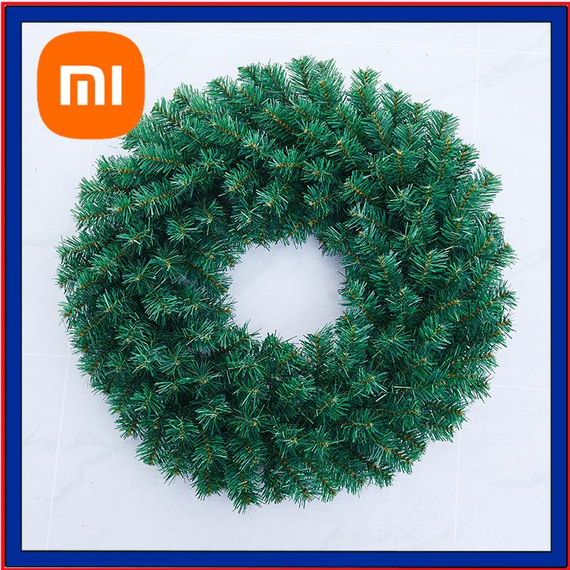 Xiaomi 30/40cm New Green Christmas Decoration Wreath Encrypted PVC Ordinary Leaf Simulation Wreath Door Hanging Christmas Wreath