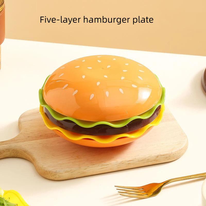 5/7 Tier Stackable Hamburg Serving Plates Reusable Spit Bone Dishes for Home BBQ Kids Birthday Party Table Decor