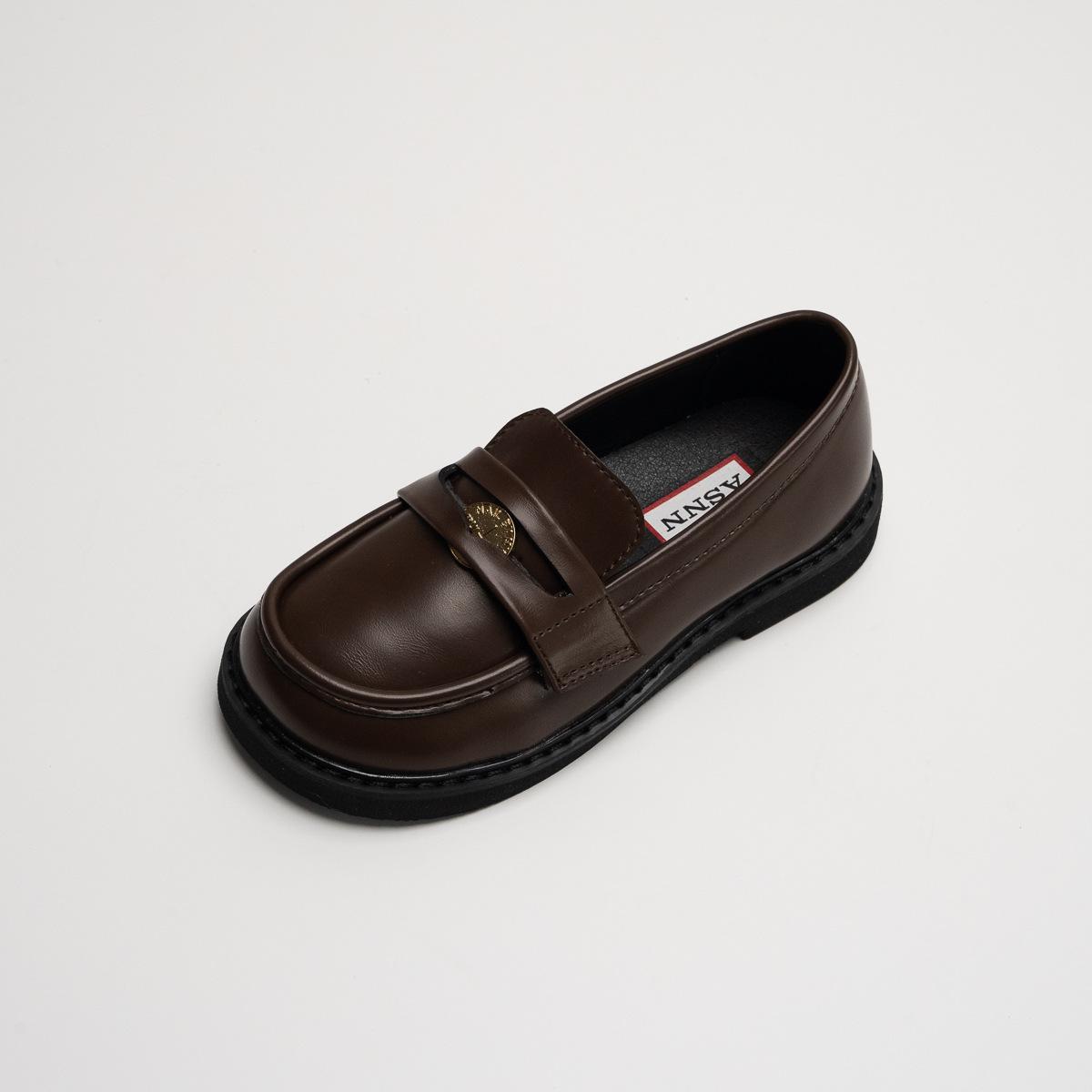 

Children s Loafers Spring and Autumn Girls Performance Shoes Retro College Style Leather Shoes 23 коричневий