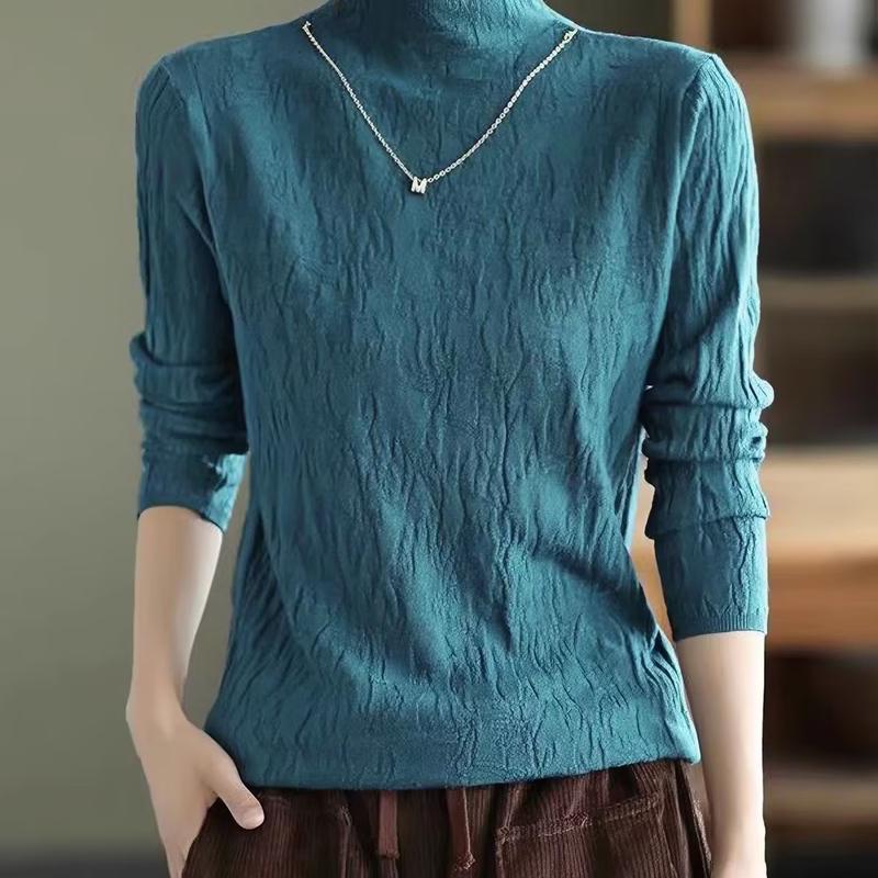 La Chapelle Women's Mock Neck Knitted Base Layer Top