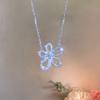 Copper Zircon Flower Pendant Necklace For Women With Sparkling Stone Embellishments