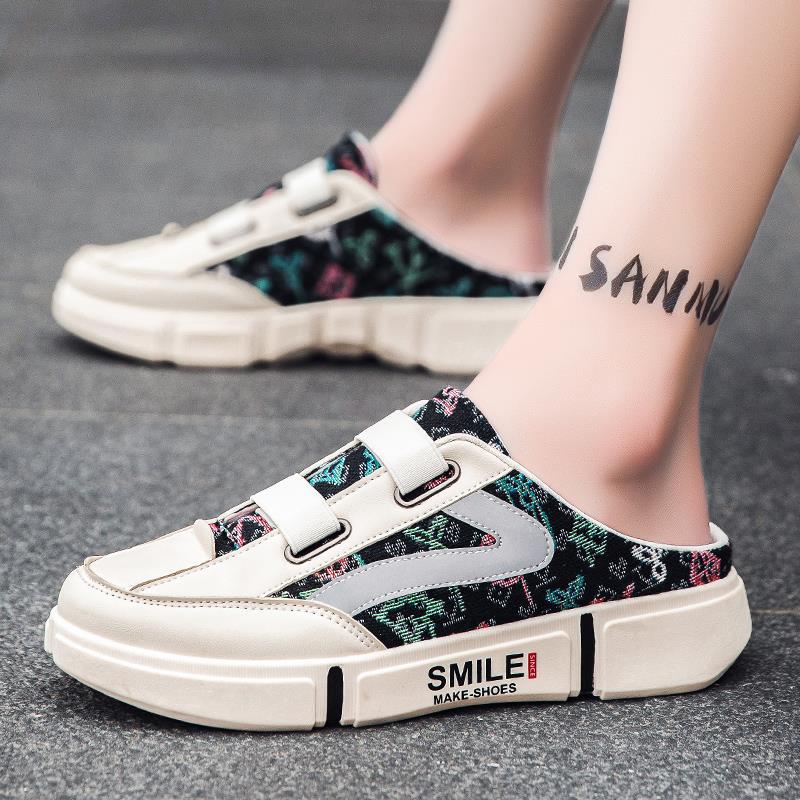 

Баотоу тапочки мужские лето 2025 новые дышащие трендовые ленивые на одном педале и полушлепанцы мужские повседневные на платформе модные туфли 45 чёрный