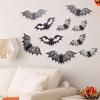 12pcs Black Bat Wall Sticker Realistic Spooky Bat Decal Art Decals 3D Bats Sticker  Bar