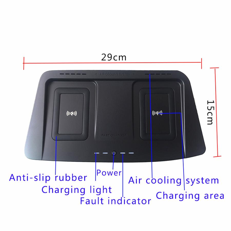 LHD Car Accessories 10W QI Wireless Mobile Charging Plate For Toyota Highlander 2015-2018 2019 Console Cell Phone Charger Pad