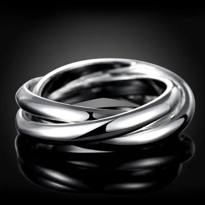 925 Sterling Silber Ringe für Frauen Einfache drei Kreise Größe 5/6/7/8/9/10 Mode Charm Schmuck