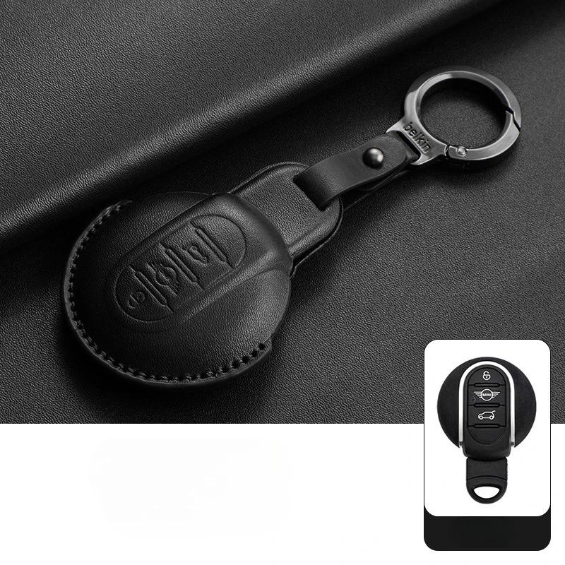 Kožený kryt na klíče od auta pro BMW MINI COOPER S ONE JCW F54 F55 F56 F57 F60 CLUBMAN COUNTRYMAN Držák na dálkový ovladač Shell Keychain