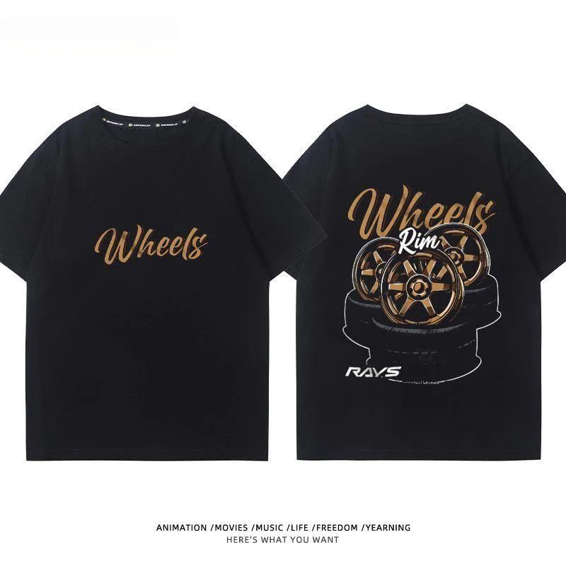 Kultura upravených aut Krátký rukáv Náboj kola Upravené auto JDM Krátký rukáv Tričko Pánské a dámské Bavlněné Tričko s polovičním rukávem