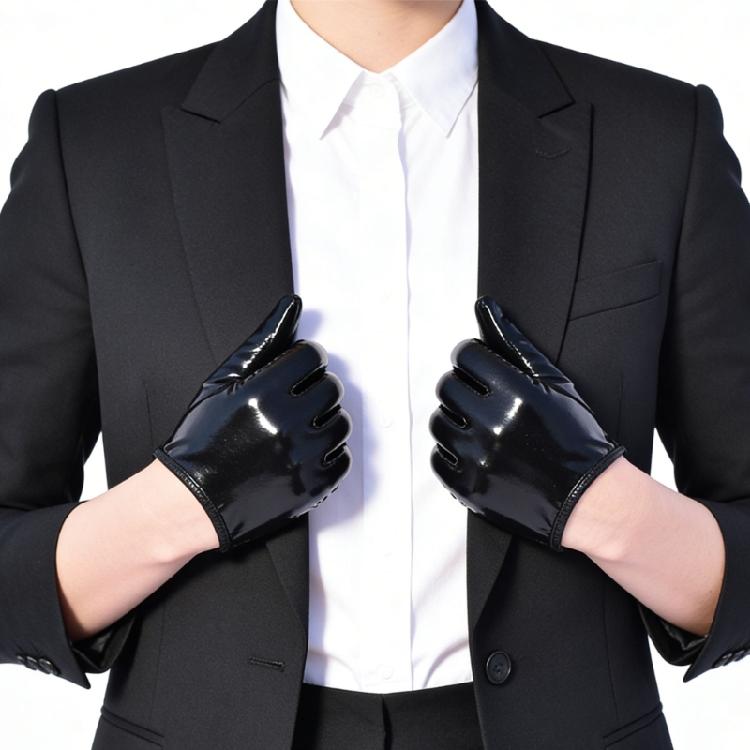 Luxurious Shining Enamel Leather Gloves for Women Men Night Club Dancing Wear Fashion Glossy Short Gloves for Parties