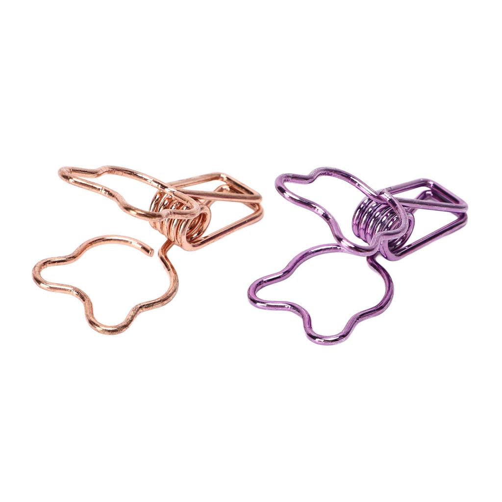 100Pcs Bear  Clamps Cute Shape Strong Clamping Sturdy Metal Hollow  Clips for Office Wor