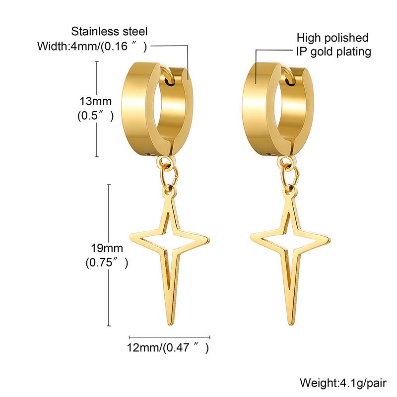 Star Hoop,Stainless Steel Star Earring, Polaris Dangle Hoop Earring, Stars Charm Earrings For Men Women Jewelry