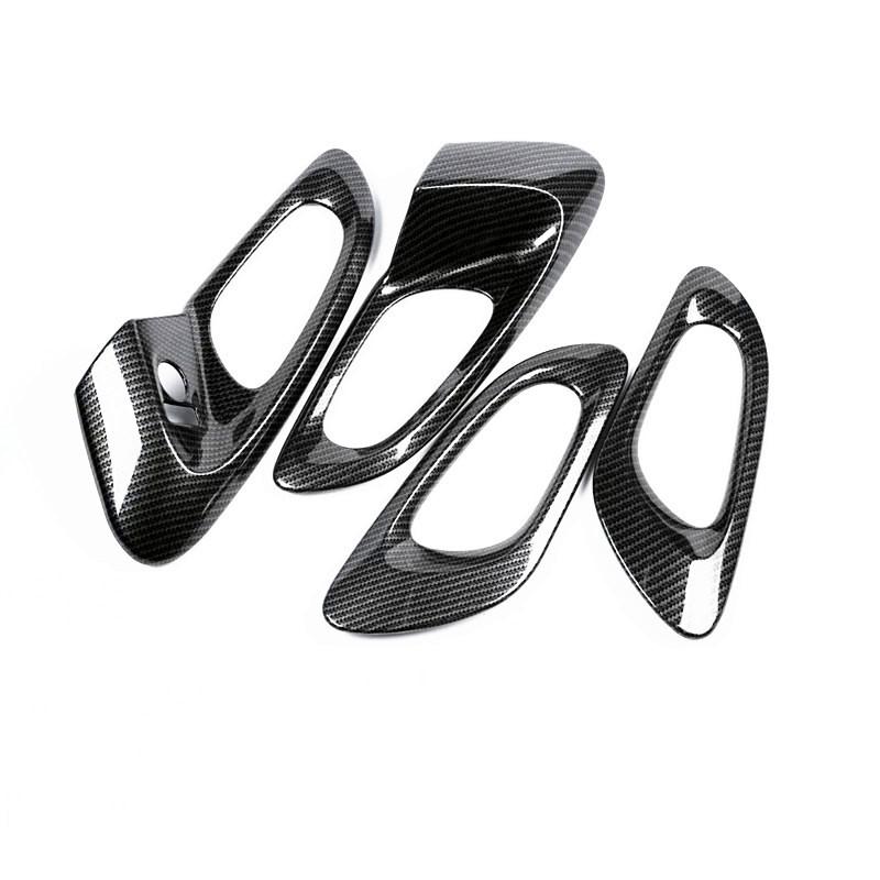 For Renault Kadjar 2015 2016 2017-2019 Car Styling Cover Protect Stick Trim Carbon Fibre Car Door Inner Built Handle Bowl 4pcs