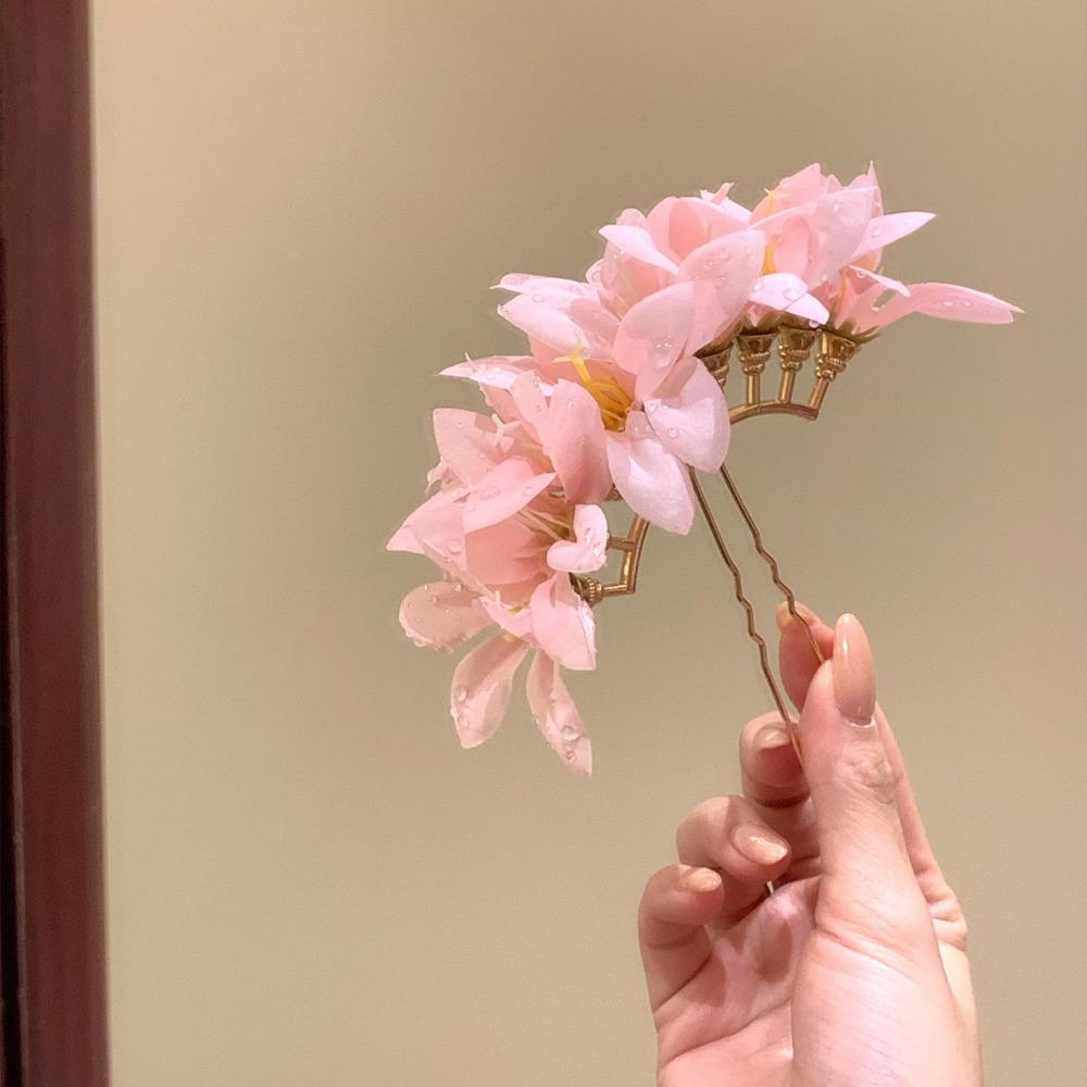 Large Chinese Style Side Clip Fairy Bride Hair Accessories Headdress Flower Hair Stick  Female