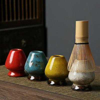 Ceramic Matcha Whisk Stand Smooth Kiln Discoloration Tea Drinking Utensils Bamboo Matcha Chasen Holder for Tea Set Accessories