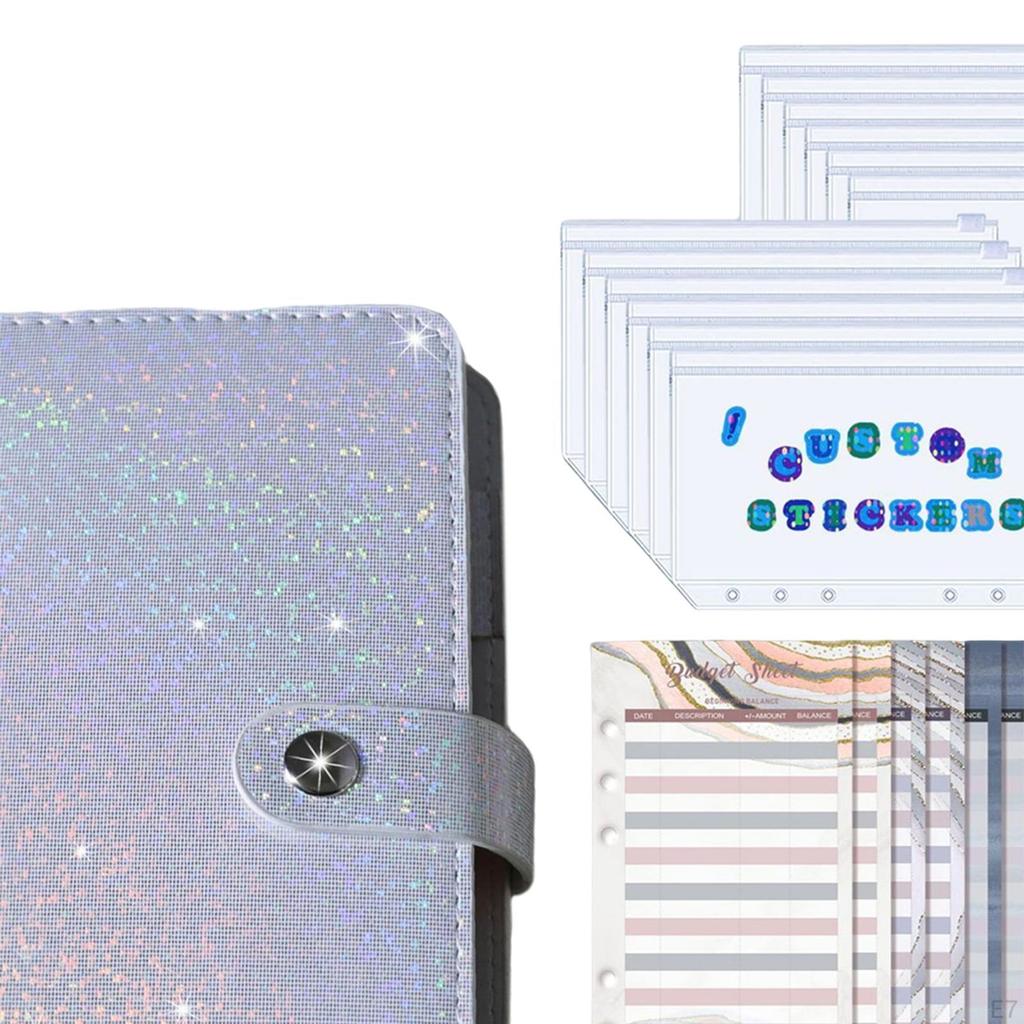 A6 PU Leather Notebooks label Stickers Pockets for Daily Records Office