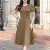 ZANZEA Damen Lässiges Rundhals-Kurzarm Elegantes A-Linien-Kleid