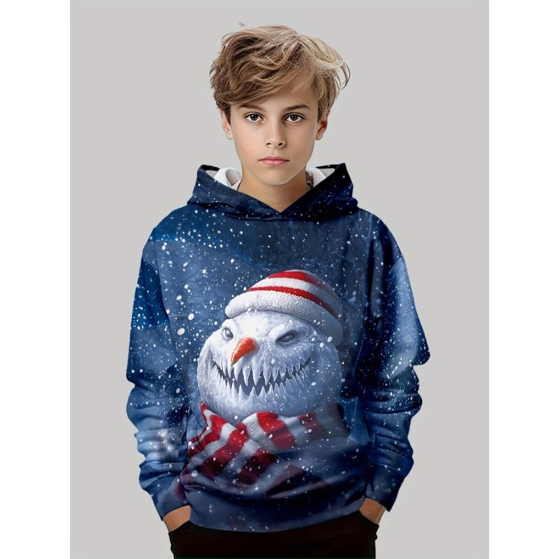 Men's Christmas Graphic Hoodie Cartoon Santa Claus Pattern Loose Casual Comfortable Clothes Harajuku Style Kids Pullover