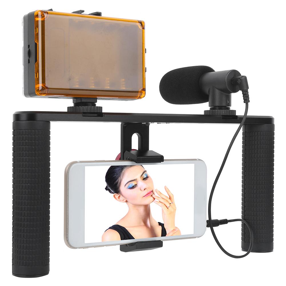 Zweihand-Handyhalter-Set, Stabilisator für Fotografie, Video, Live-Übertragung, Licht