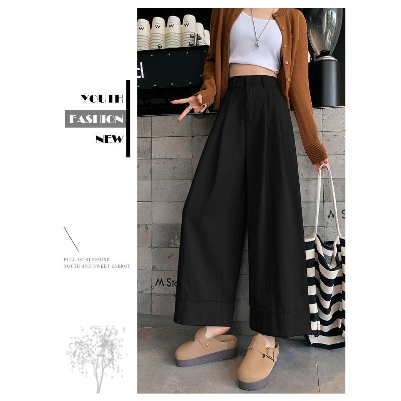 Wide-leg Pants for Women In Autumn and Winter New High-waist Drooping Loose Slim Curly Straight-leg Casual Nine-point Pants