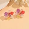 Elegant Black Flower Stud Earrings for Women Vintage Colorful Crystal Acrylic Petal Earrings Wedding Party Jewelry Accessories