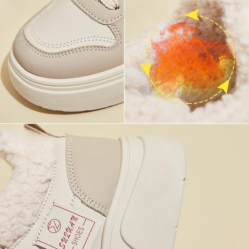Winter Chunky Platform Snow Boots for Women Anti-Slip Walking Shoes With Fur Lined Comfortable Lace-up Sneakers Women's Outdoor Warm Short Booties
