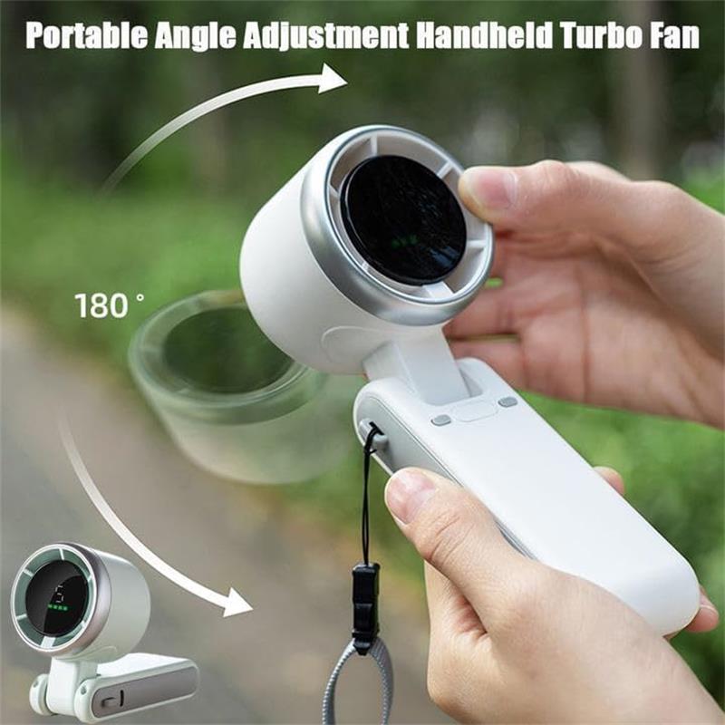 1Pc Portable Handheld Turbo Fan,Hand Folding High-Speed Turbine Fan