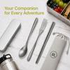 3 Piece Set Matte Finish Titanium Flatware Lightweight Travel Utensil Kit  Outdoor Dining