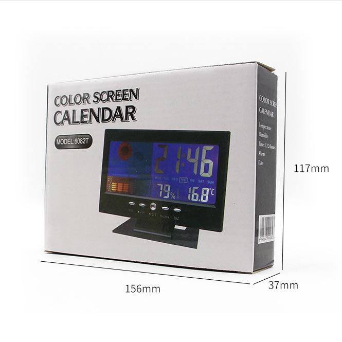 Smart LED Weather Alarm Clock with Temperature, Humidity, Calendar, Voice Control & Night Light