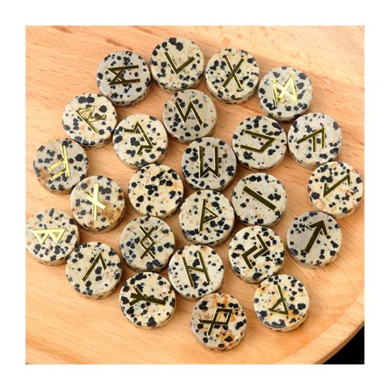 25Pcs Faux Crystal Agate Rune Stone Set Alphabet Rune Round Set Nordic Germanic Language Stone for Witchcraft Fortune-Telling