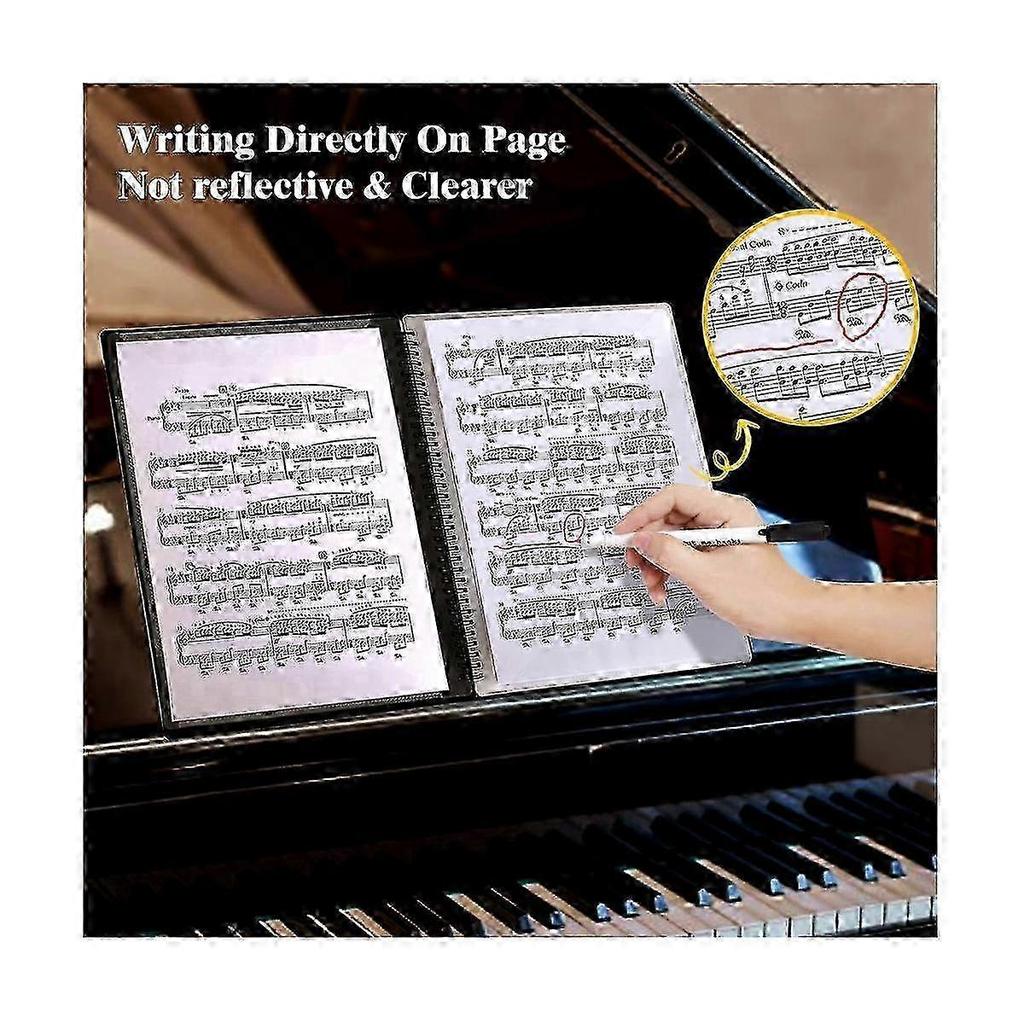 Sheet Music Folder, 60 Pages, Sheet Music Binder/holder,fits Letter Size A4, Writable Detachable Choir Folder (black)