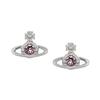 Nano Solitaire Saturn Shaped Rhinestone Crystal Earrings Unisex Earrings Silver Pink-Purple 6201003702P359P359