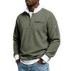 Men's Waffle Textured Half Zip Sweatshirt Stand Collar Long Sleeve Casual Pullover