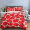 Strawberry Pattern Pink Background Bedding Duvet Cover Set  (1*Duvet Cover 2*Pillowcases, without duvet insert)
