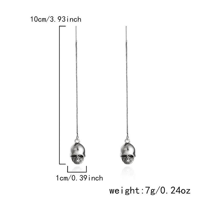 

Halloween Silver Skeleton Ear Thread Earrings Spooky Skull Dangle Drop Fashion Gift for Women Girls Costume Party Jewelry