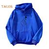 Felpa con cappuccio unisex autunno inverno polsino orlo elastico ampia tasca applicata spessa felpata ampia tinta unita stampata cappuccio coulisse coppia top