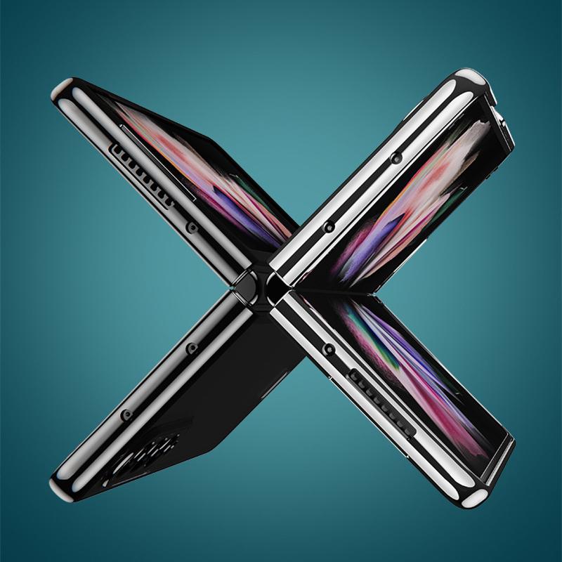 Fashion Plating Thin Phone Case For Samsung Galaxy Z Fold 3 5g Fold3 Shock Proof Clear Protective Cover Capa Coque