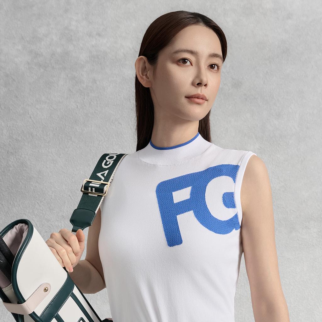 Fila Golf Series Fashion Casual Sports Versatile Comfortable Sleeveless Slim Knit Top Women Tops Jade-White A11W535406FWT